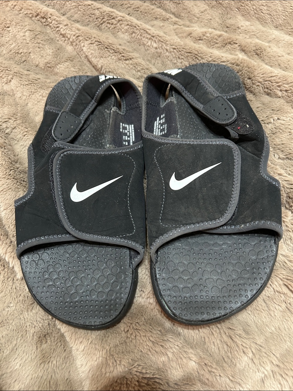 Nike Black and White Adjustable Slide Sandals
